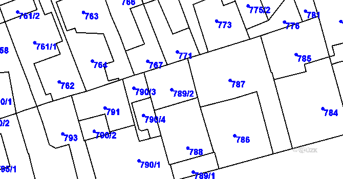 Parcela st. 789/2 v KÚ Jihlava, Katastrální mapa