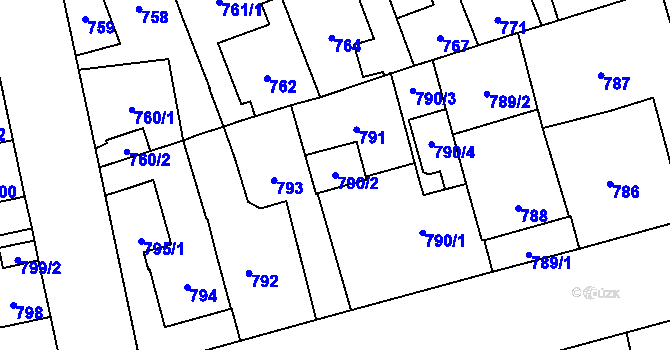Parcela st. 790/2 v KÚ Jihlava, Katastrální mapa