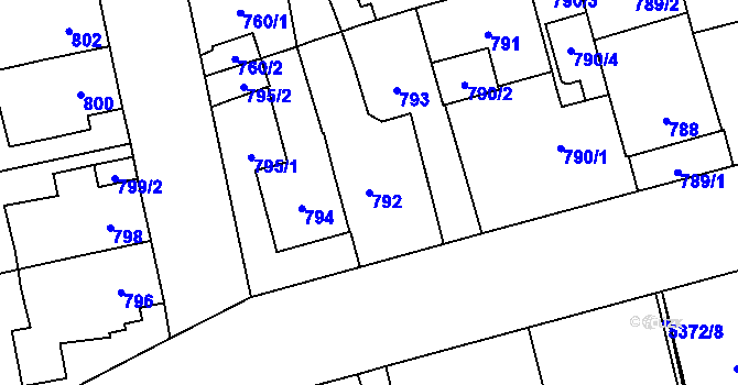 Parcela st. 792 v KÚ Jihlava, Katastrální mapa