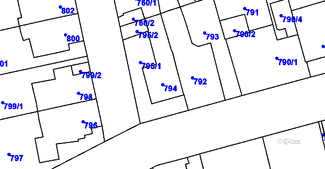 Parcela st. 794 v KÚ Jihlava, Katastrální mapa
