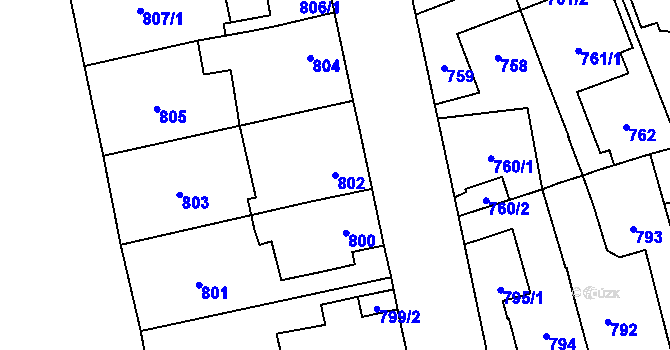 Parcela st. 802 v KÚ Jihlava, Katastrální mapa