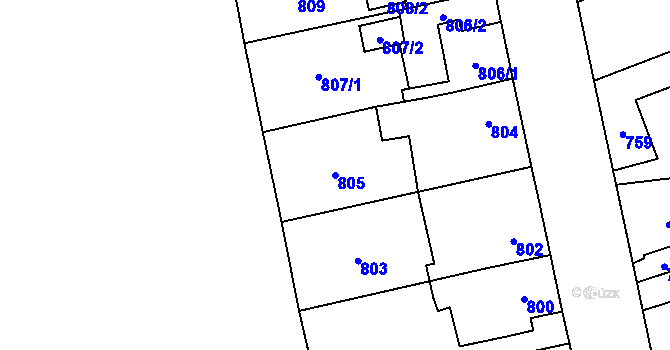 Parcela st. 805 v KÚ Jihlava, Katastrální mapa