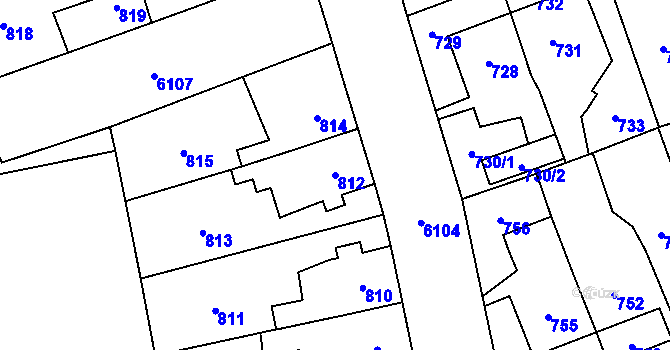 Parcela st. 812 v KÚ Jihlava, Katastrální mapa