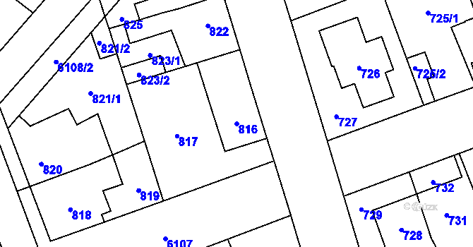 Parcela st. 816 v KÚ Jihlava, Katastrální mapa