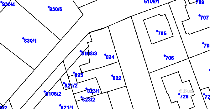 Parcela st. 824 v KÚ Jihlava, Katastrální mapa