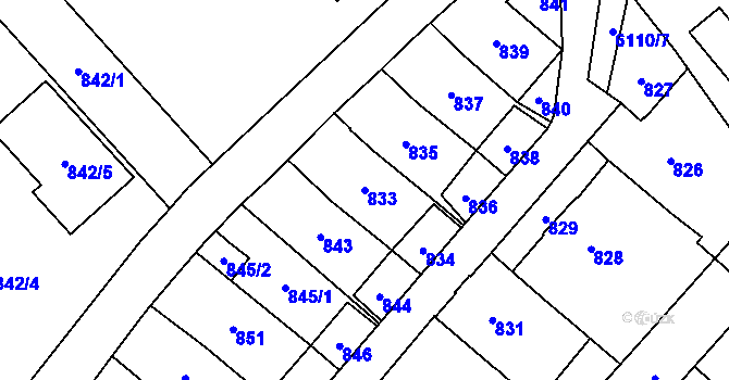 Parcela st. 833 v KÚ Jihlava, Katastrální mapa