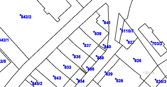 Parcela st. 837 v KÚ Jihlava, Katastrální mapa