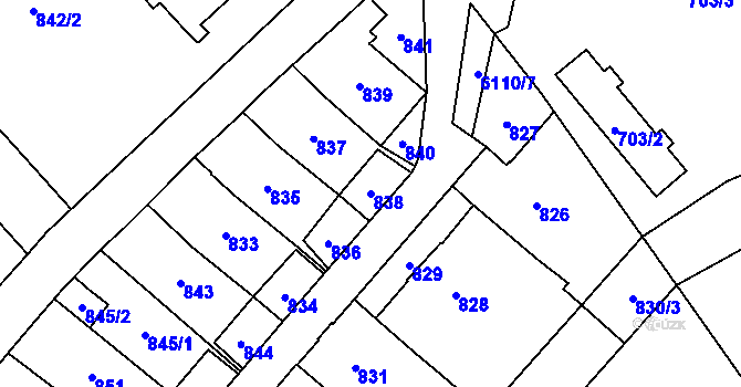 Parcela st. 838 v KÚ Jihlava, Katastrální mapa