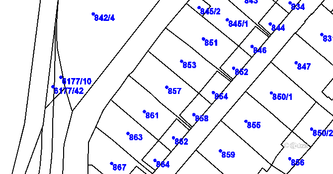 Parcela st. 857 v KÚ Jihlava, Katastrální mapa