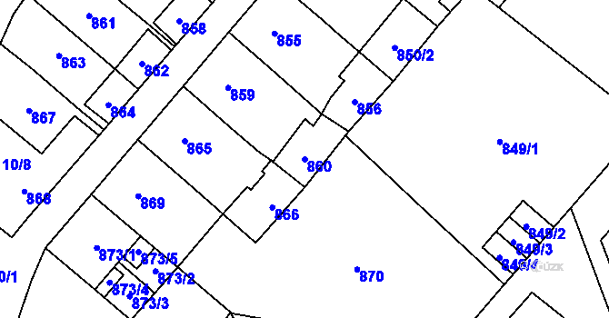 Parcela st. 860 v KÚ Jihlava, Katastrální mapa
