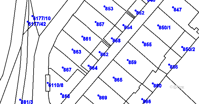 Parcela st. 862 v KÚ Jihlava, Katastrální mapa