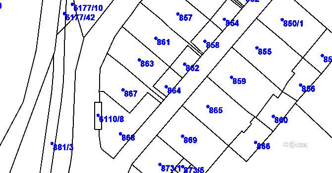 Parcela st. 864 v KÚ Jihlava, Katastrální mapa