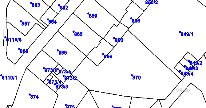 Parcela st. 866 v KÚ Jihlava, Katastrální mapa