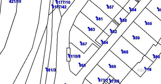 Parcela st. 867 v KÚ Jihlava, Katastrální mapa