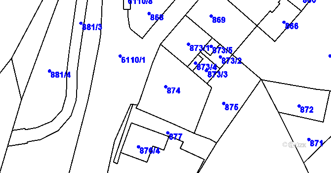 Parcela st. 874 v KÚ Jihlava, Katastrální mapa