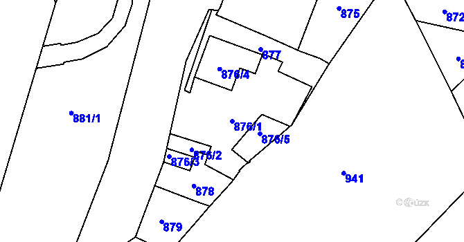 Parcela st. 876/1 v KÚ Jihlava, Katastrální mapa