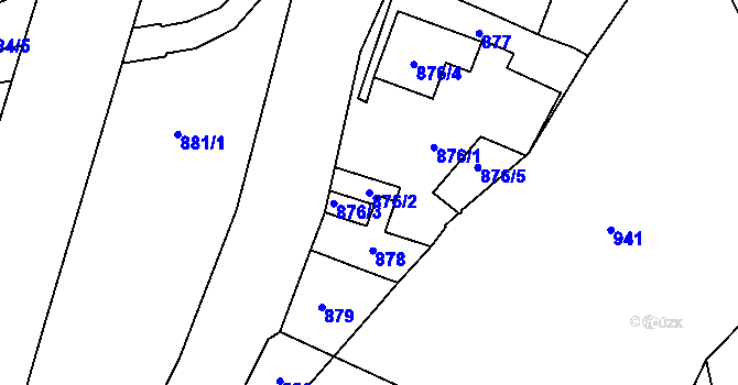 Parcela st. 876/2 v KÚ Jihlava, Katastrální mapa