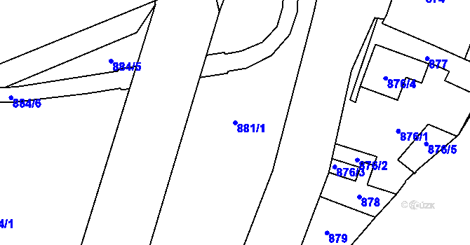 Parcela st. 881/1 v KÚ Jihlava, Katastrální mapa