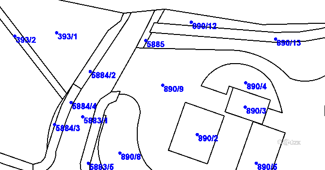 Parcela st. 890/9 v KÚ Jihlava, Katastrální mapa