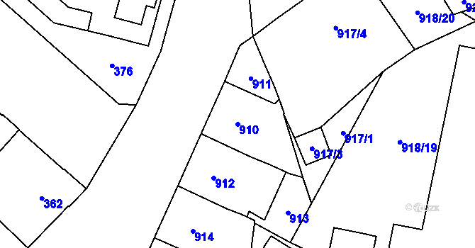 Parcela st. 910 v KÚ Jihlava, Katastrální mapa