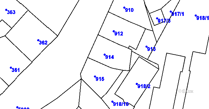 Parcela st. 914 v KÚ Jihlava, Katastrální mapa