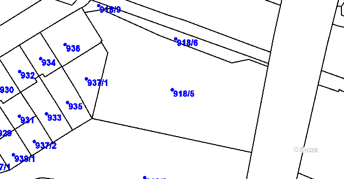 Parcela st. 918/5 v KÚ Jihlava, Katastrální mapa