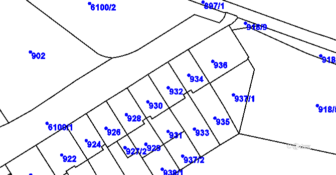 Parcela st. 932 v KÚ Jihlava, Katastrální mapa