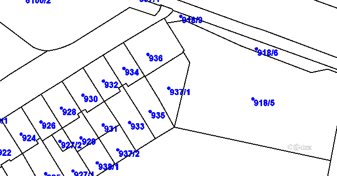 Parcela st. 937/1 v KÚ Jihlava, Katastrální mapa