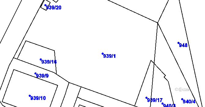 Parcela st. 939/1 v KÚ Jihlava, Katastrální mapa
