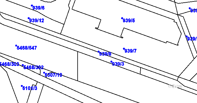 Parcela st. 939/8 v KÚ Jihlava, Katastrální mapa