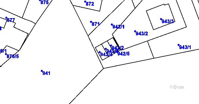 Parcela st. 942/4 v KÚ Jihlava, Katastrální mapa