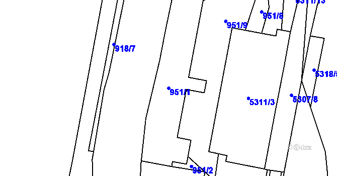 Parcela st. 951/1 v KÚ Jihlava, Katastrální mapa