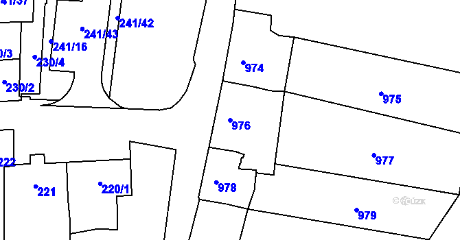 Parcela st. 976 v KÚ Jihlava, Katastrální mapa