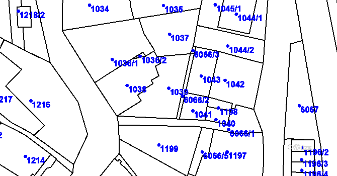 Parcela st. 1039 v KÚ Jihlava, Katastrální mapa