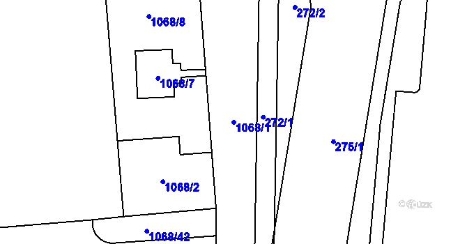 Parcela st. 1068/1 v KÚ Jihlava, Katastrální mapa