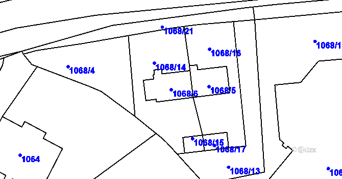 Parcela st. 1068/6 v KÚ Jihlava, Katastrální mapa