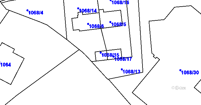 Parcela st. 1068/15 v KÚ Jihlava, Katastrální mapa