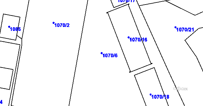 Parcela st. 1070/6 v KÚ Jihlava, Katastrální mapa