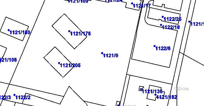 Parcela st. 1121/9 v KÚ Jihlava, Katastrální mapa