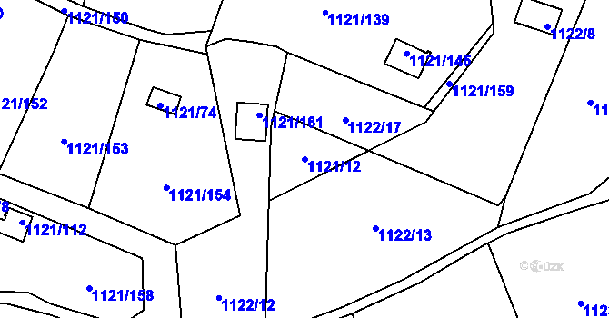 Parcela st. 1121/12 v KÚ Jihlava, Katastrální mapa