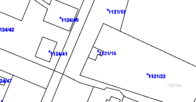 Parcela st. 1121/15 v KÚ Jihlava, Katastrální mapa
