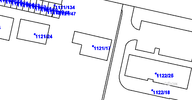 Parcela st. 1121/17 v KÚ Jihlava, Katastrální mapa