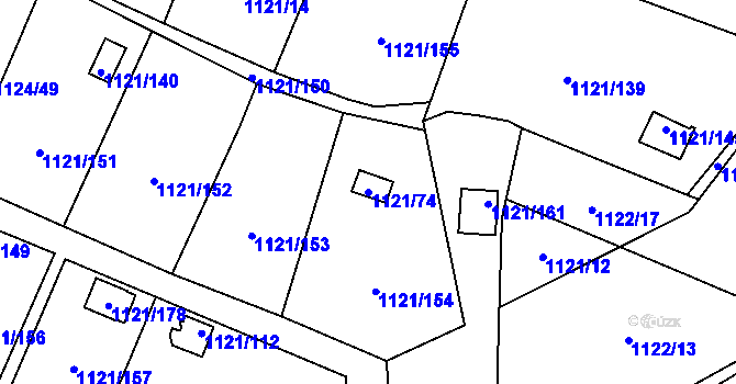 Parcela st. 1121/74 v KÚ Jihlava, Katastrální mapa