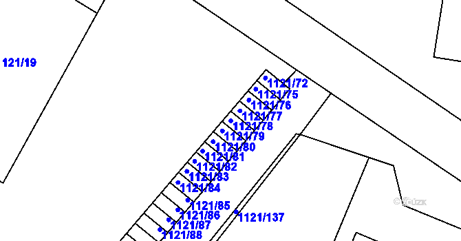 Parcela st. 1121/78 v KÚ Jihlava, Katastrální mapa