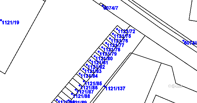 Parcela st. 1121/79 v KÚ Jihlava, Katastrální mapa