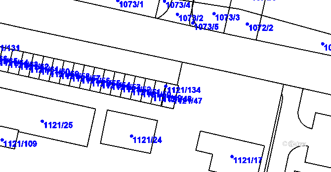 Parcela st. 1121/134 v KÚ Jihlava, Katastrální mapa