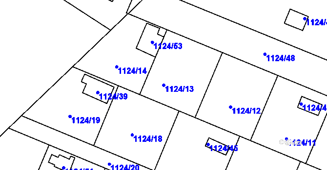 Parcela st. 1124/13 v KÚ Jihlava, Katastrální mapa