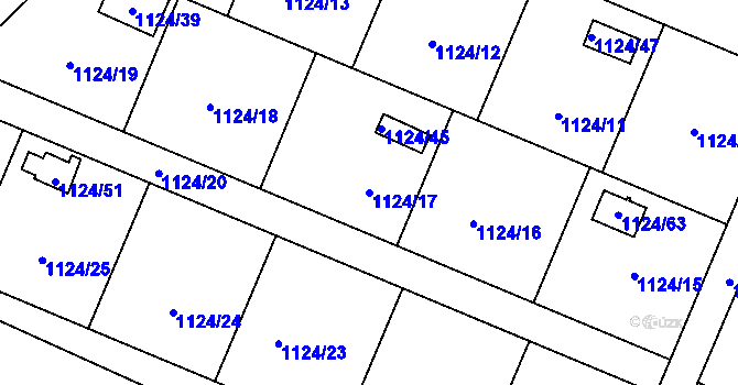Parcela st. 1124/17 v KÚ Jihlava, Katastrální mapa