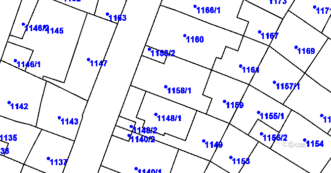 Parcela st. 1158/1 v KÚ Jihlava, Katastrální mapa
