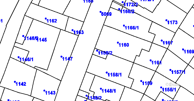 Parcela st. 1158/2 v KÚ Jihlava, Katastrální mapa